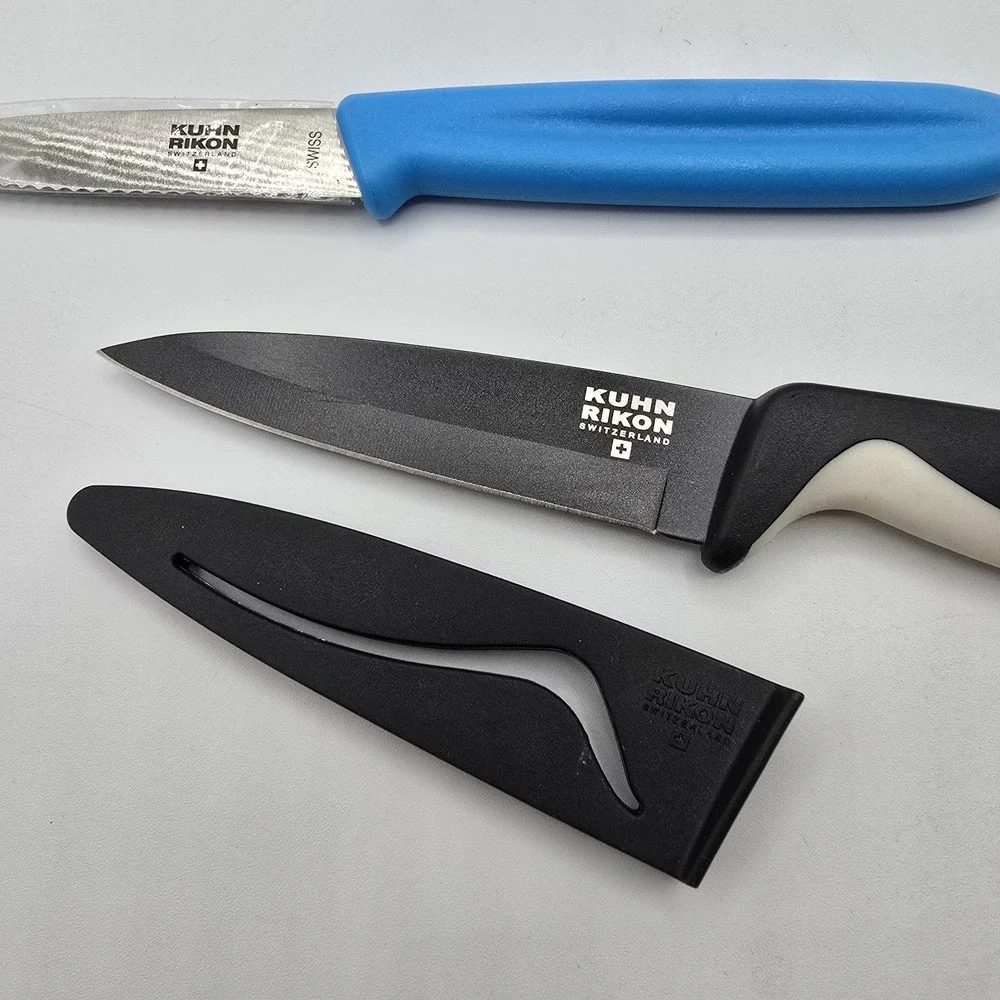 Kuhn Rikon Switzerland Steak Knife And Smaller‎ Blue Knives